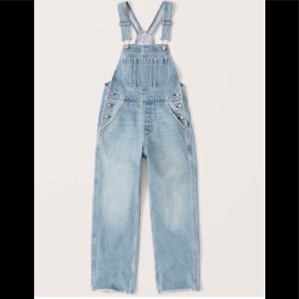Abercrombie & Fitch High Rise Overalls in Light Wash